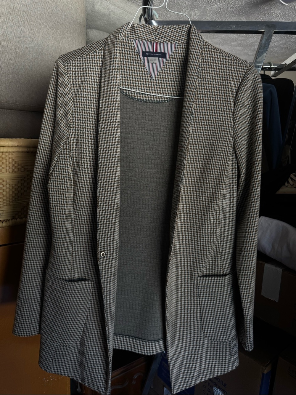 Women's Houndstooth Blazer - Grey